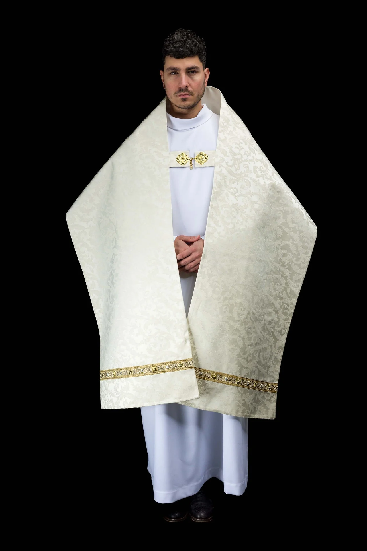 Humeral veil with Paschal Lamb embroidery on jacquard fabric - Image 7