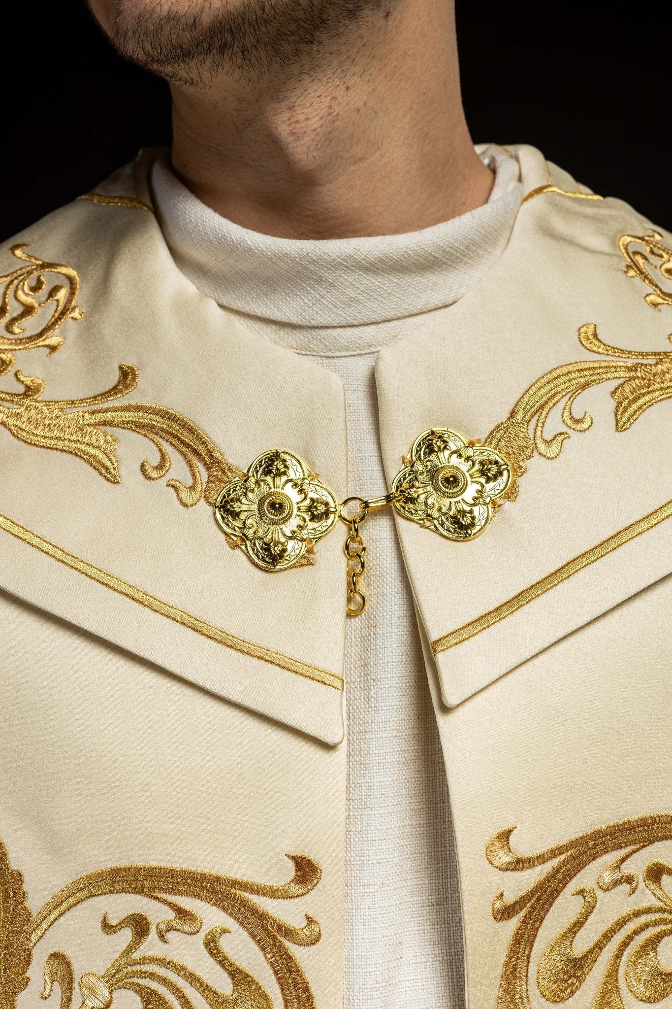 IHS embroidered ecru priest's cope - Image 3