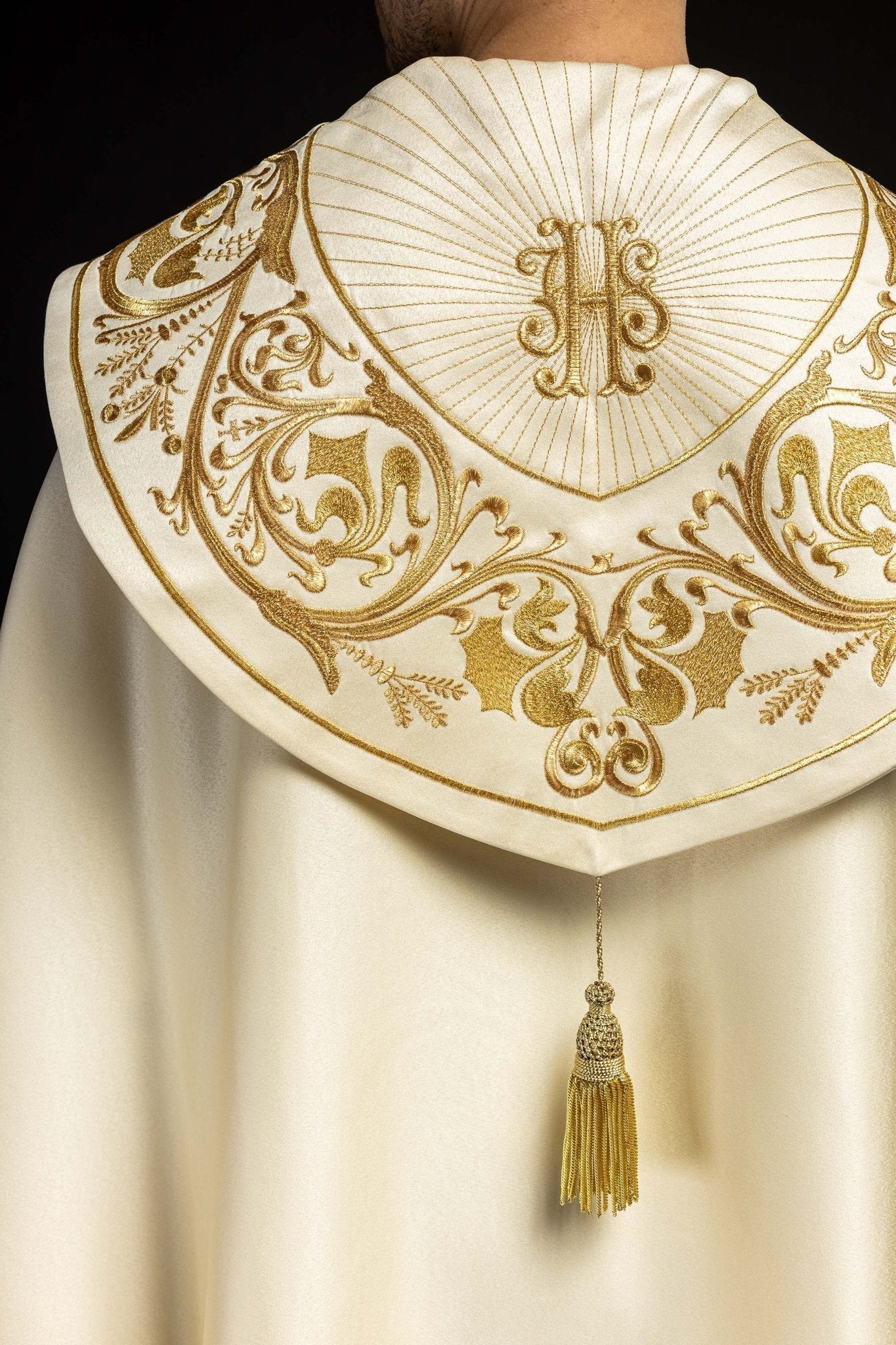 IHS embroidered ecru priest's cope - Image 7