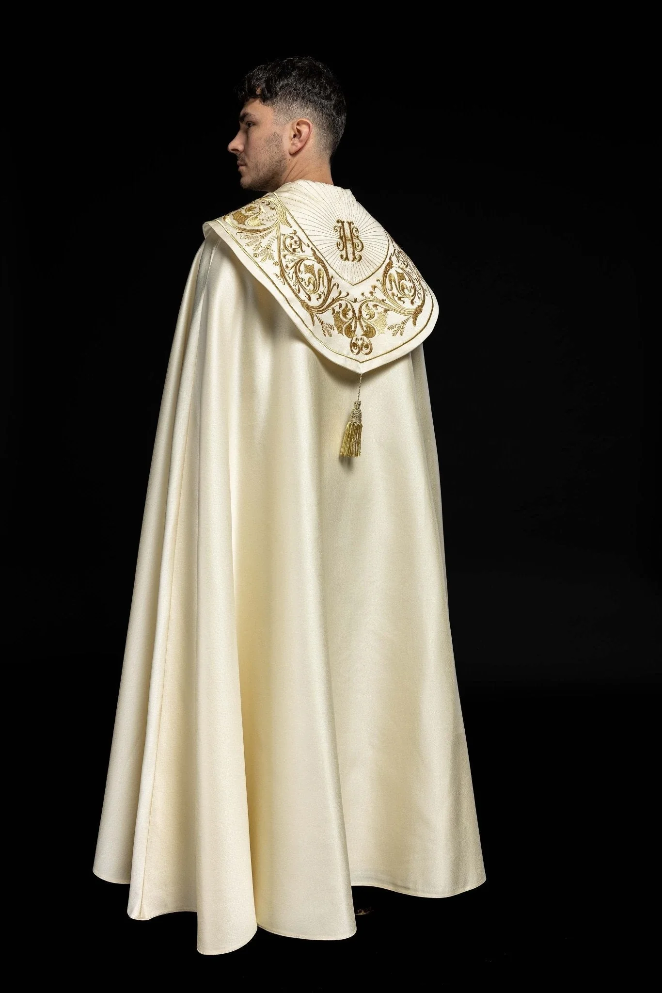 IHS embroidered ecru priest's cope - Image 8