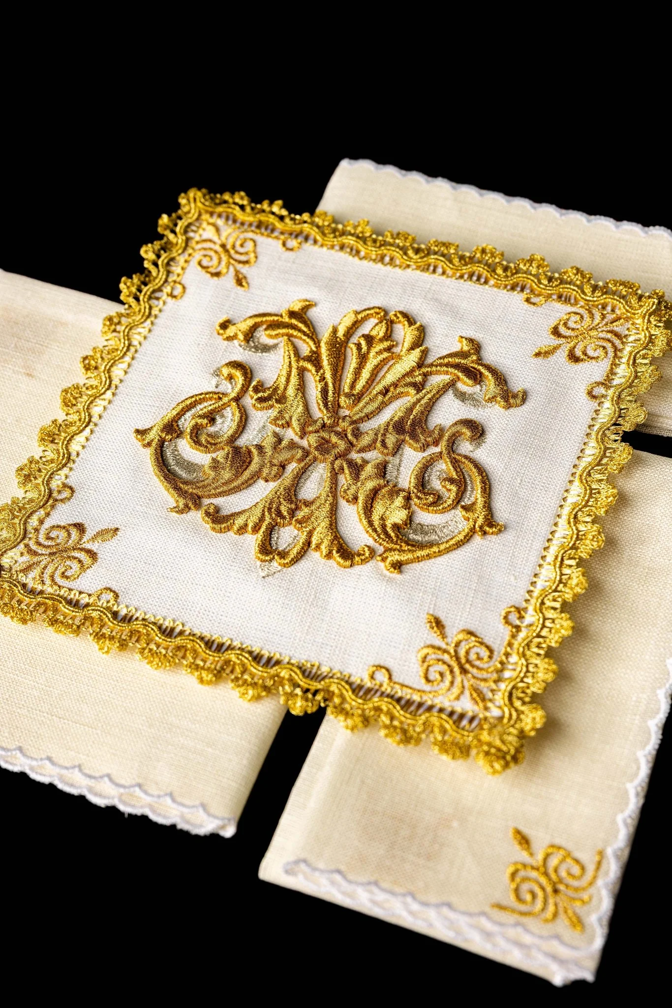 Linen Chalice Linens with Embroidery and Stones - Image 5