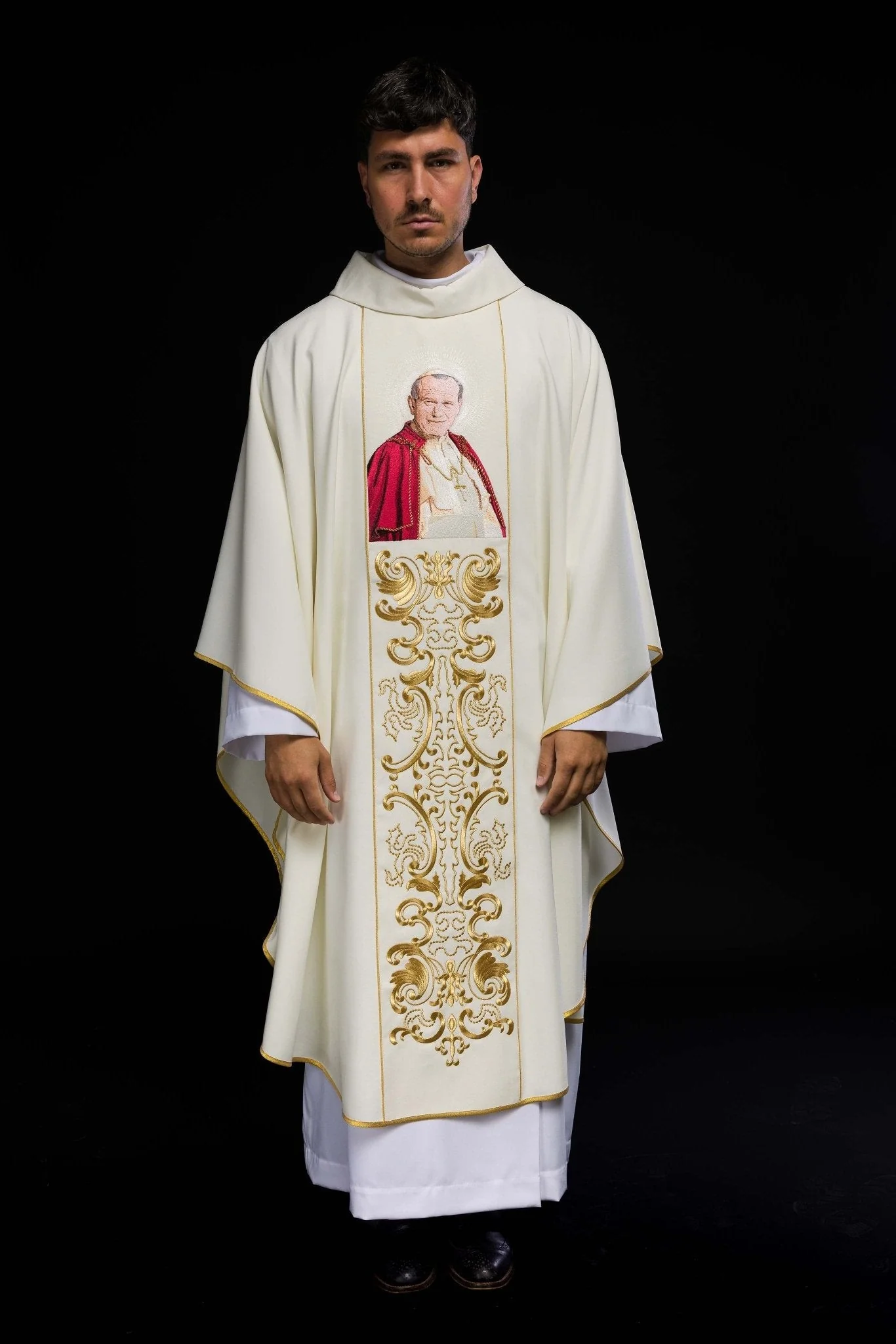 Liturgical Chasuble + Liturgical Stole Ecru - Image 10