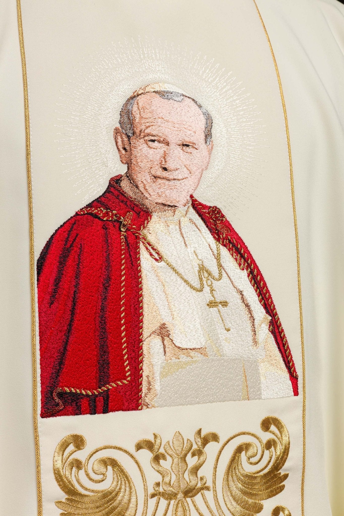 Liturgical Chasuble + Liturgical Stole Ecru - Image 3
