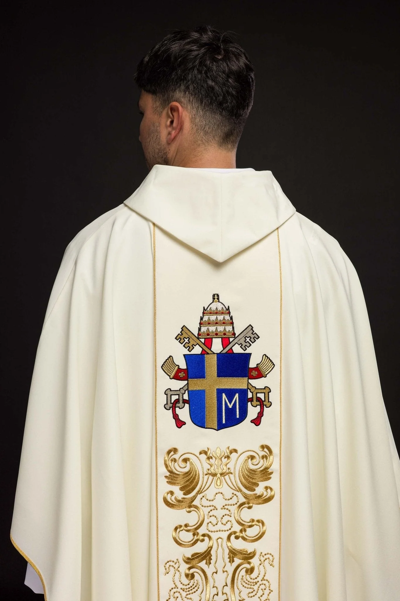 Liturgical Chasuble + Liturgical Stole Ecru - Image 8