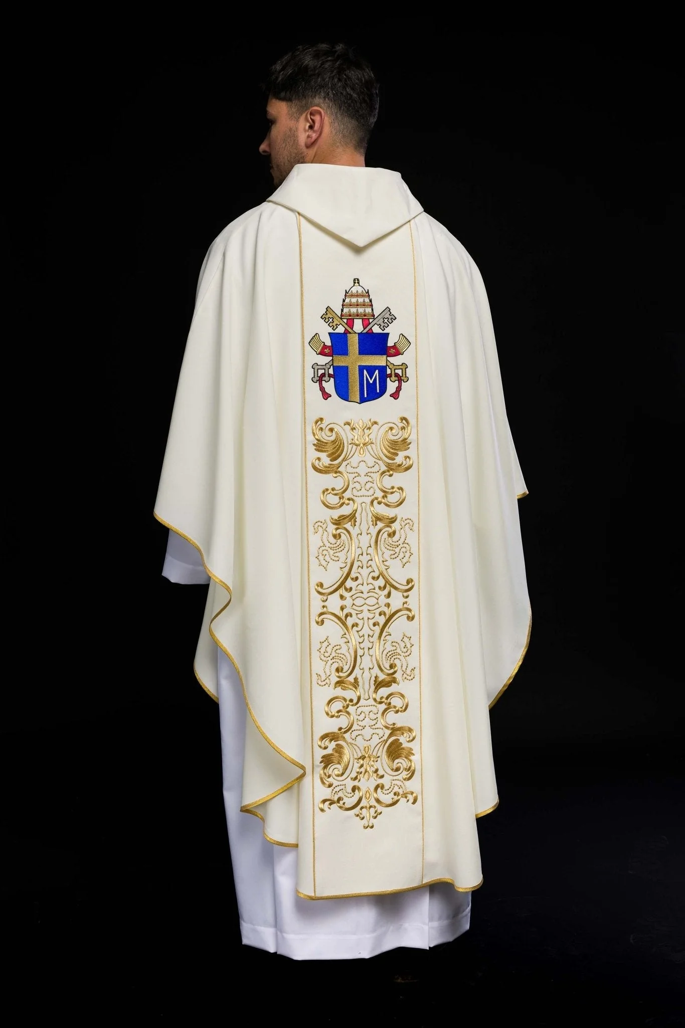Liturgical Chasuble + Liturgical Stole Ecru - Image 9
