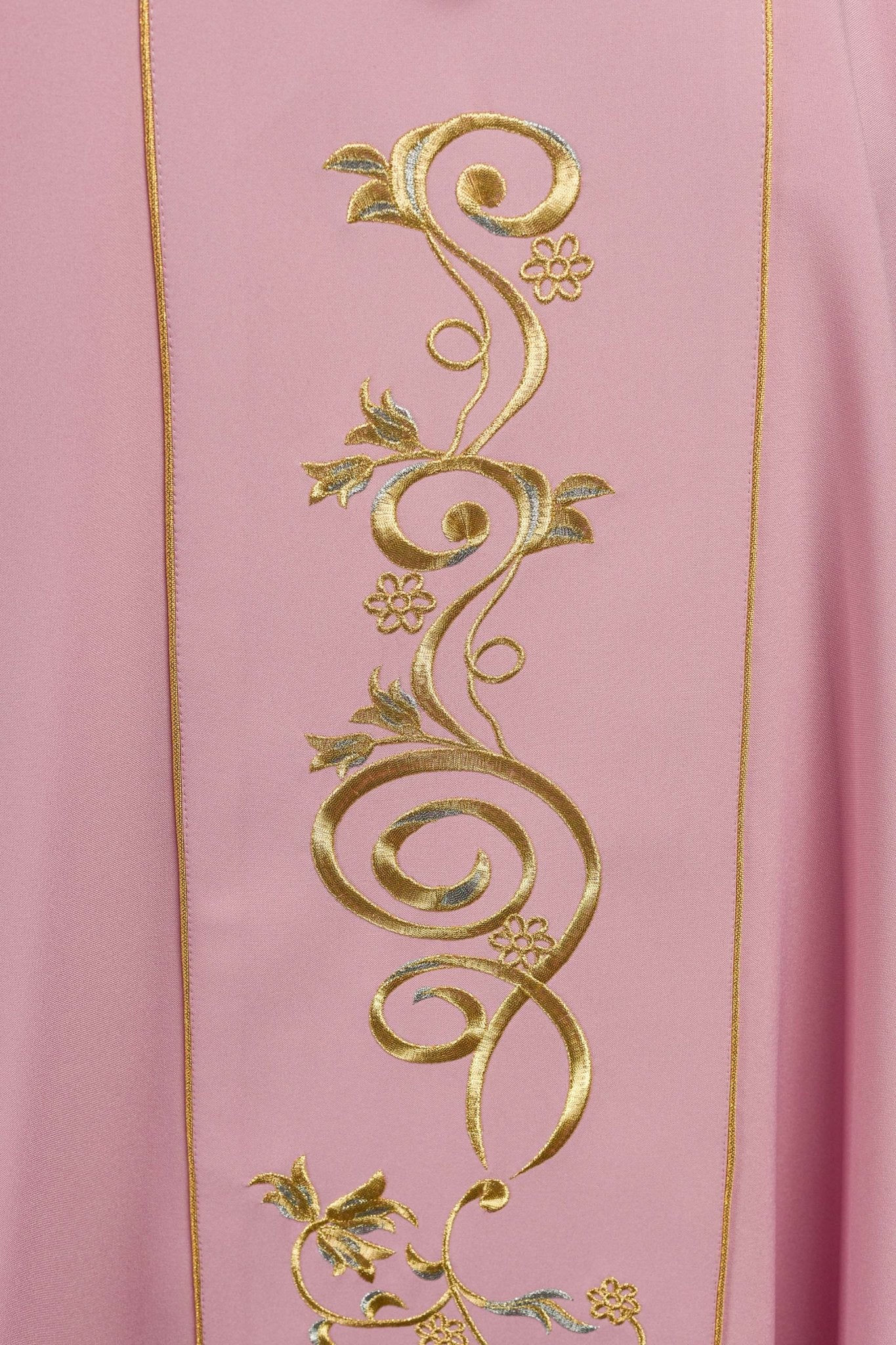 Pink chasuble with classic IHS embroidery - Image 6