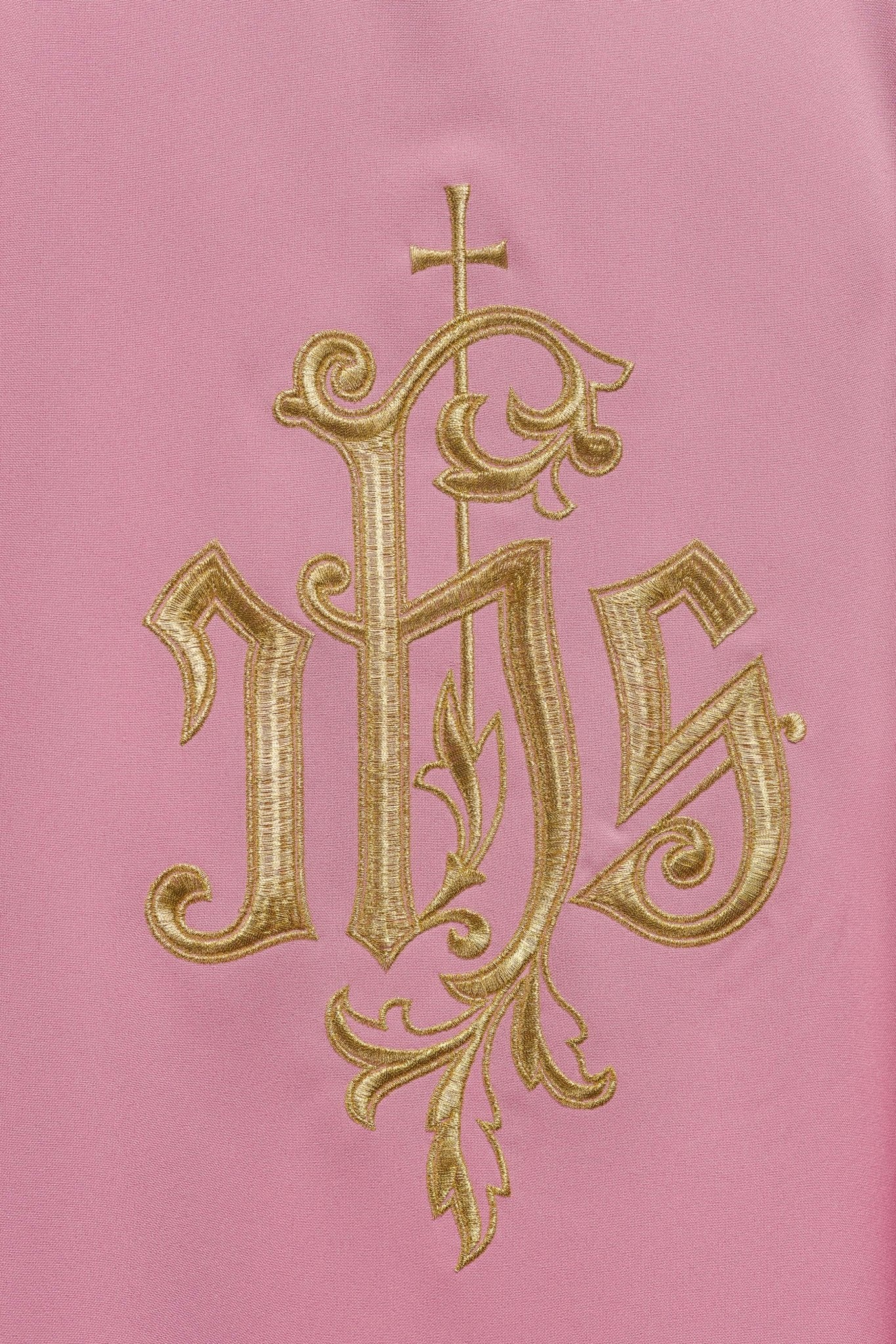 Pink chasuble with classic JHS - Image 3