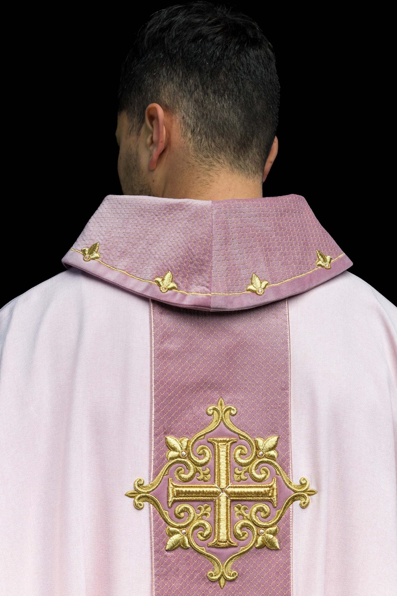 Pink Chasuble with Embroidered Cross Symbol - Image 7