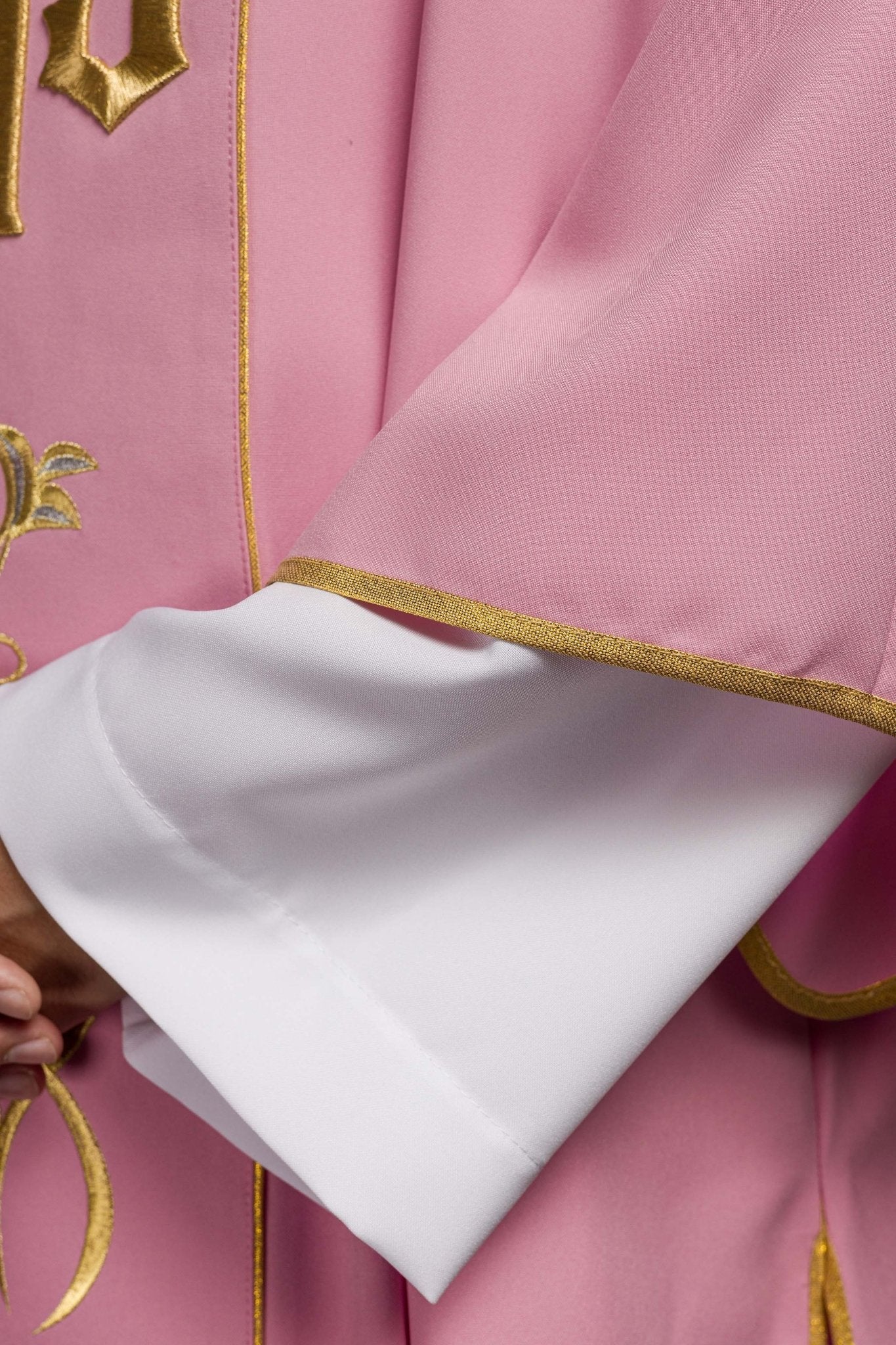 Pink dalmatic with embroidered IHS band - Image 5