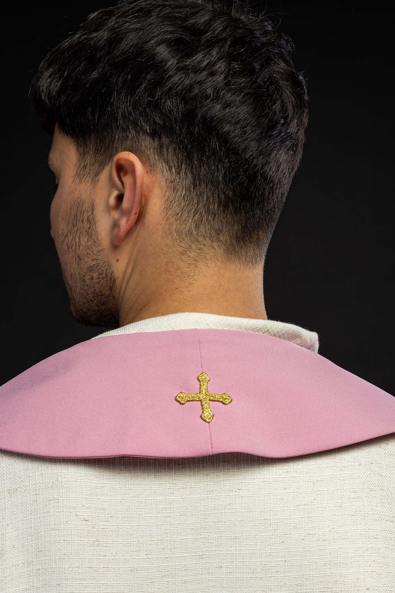 Pink embroidered IHS stole - Image 3