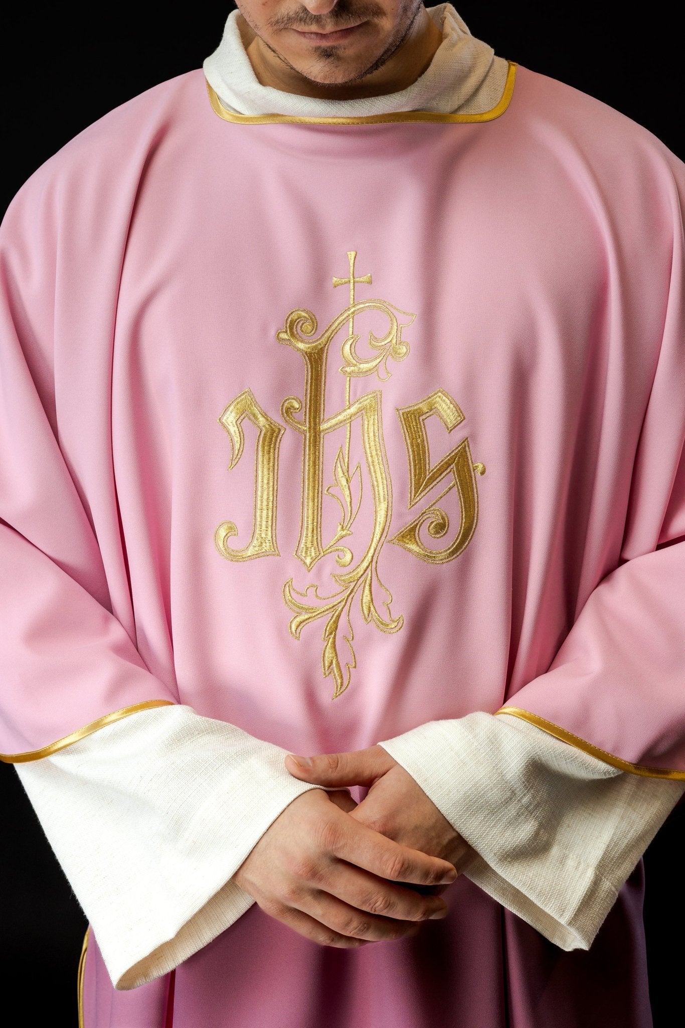 Pink IHS Embroidered Dalmatics - Image 3
