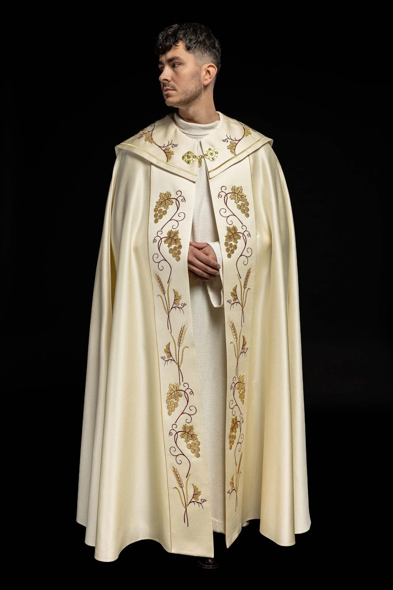 Priest cope with IHS and grapes gold embroidery - Image 10