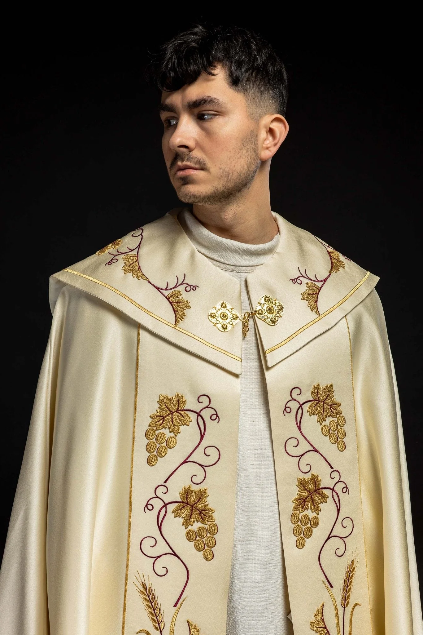 Priest cope with IHS and grapes gold embroidery - Image 11