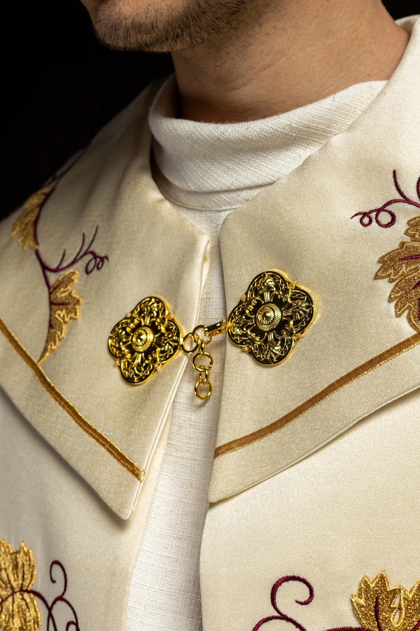 Priest cope with IHS and grapes gold embroidery - Image 3