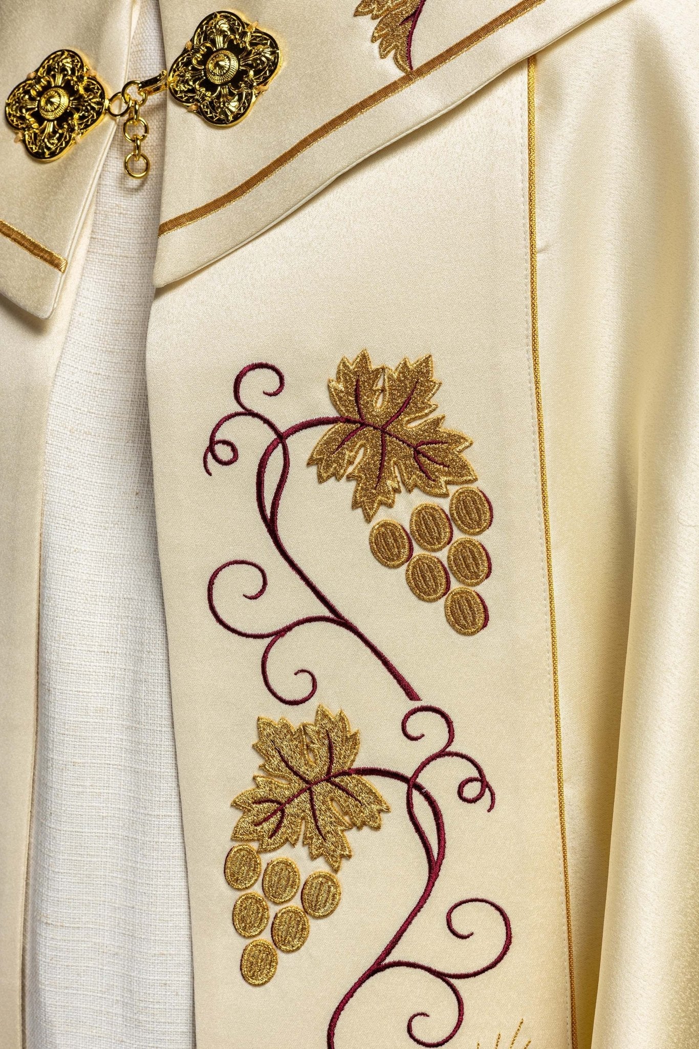 Priest cope with IHS and grapes gold embroidery - Image 5