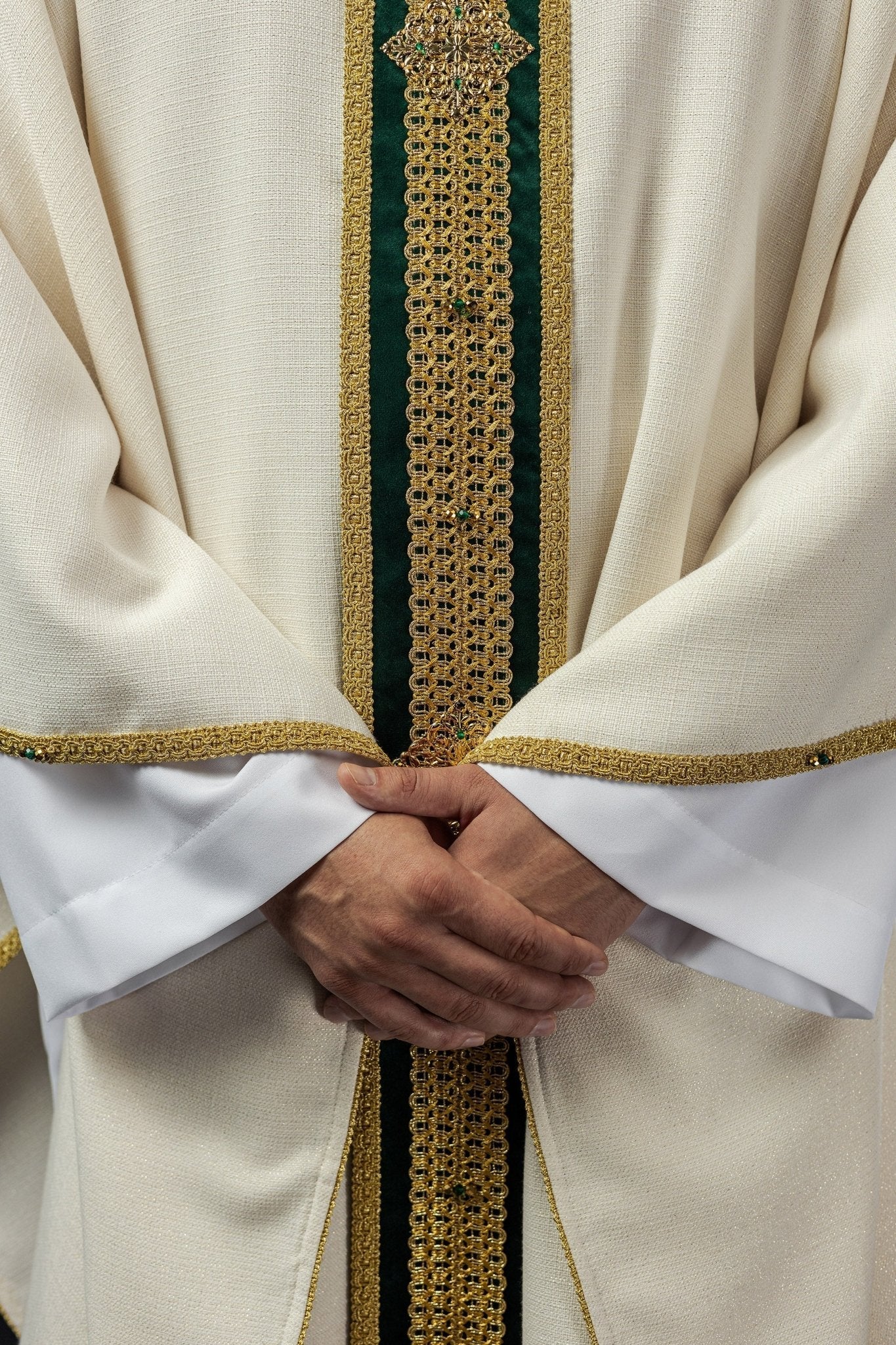 Priest vestment with green orphrey Handmade 7001 - Image 5
