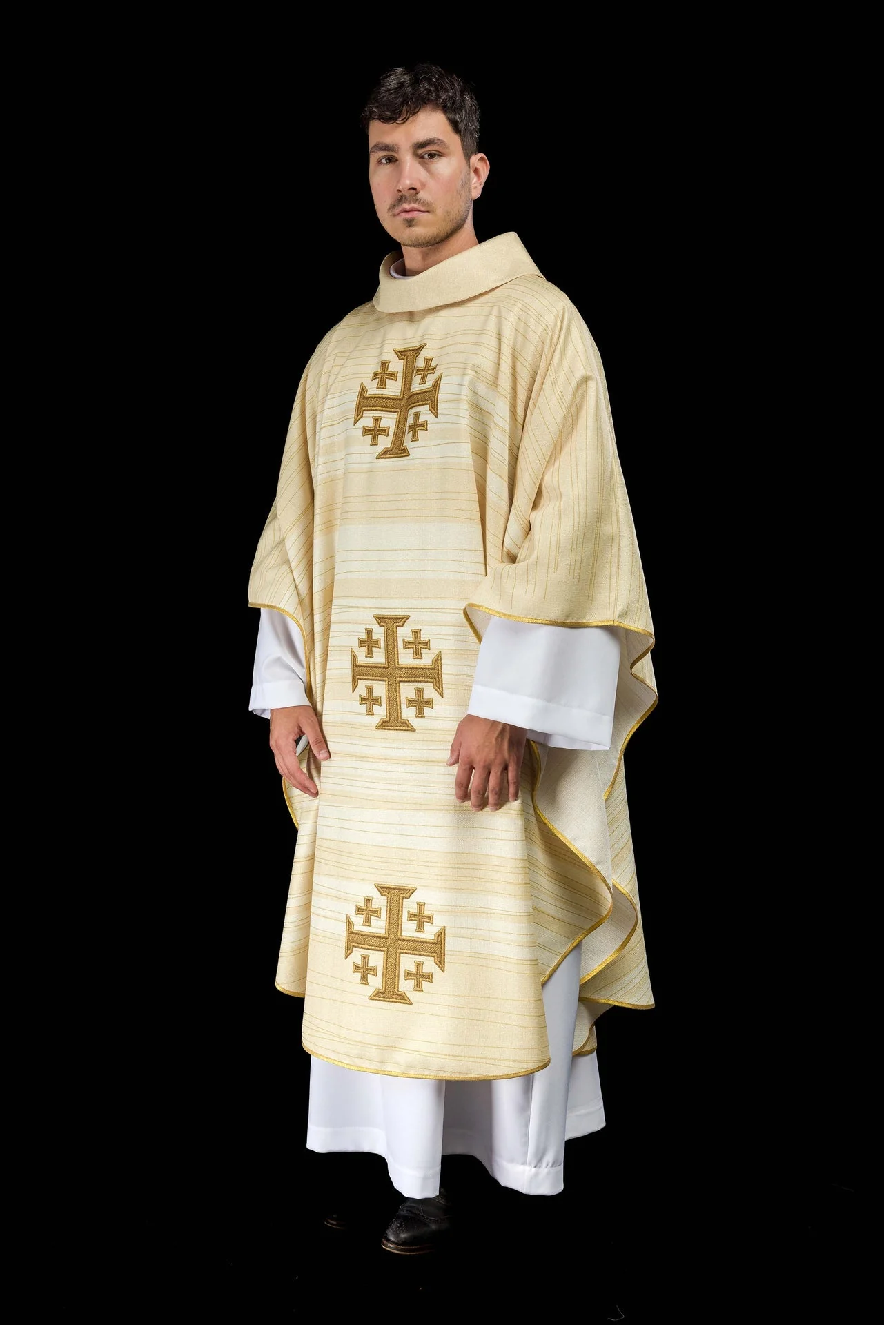 Printed Chasuble with Jerusalem Cross – Ecru - Image 2