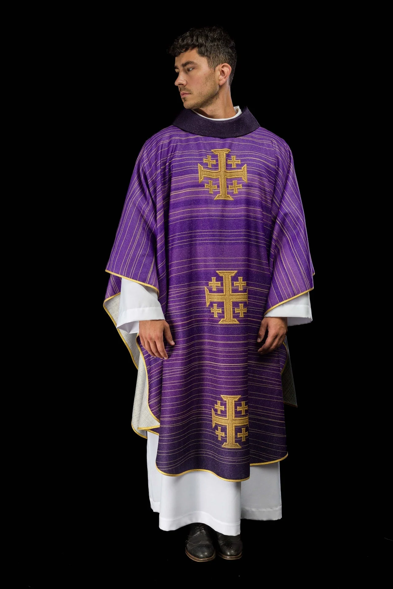 Printed Chasuble with Jerusalem Cross – Purple - Image 2