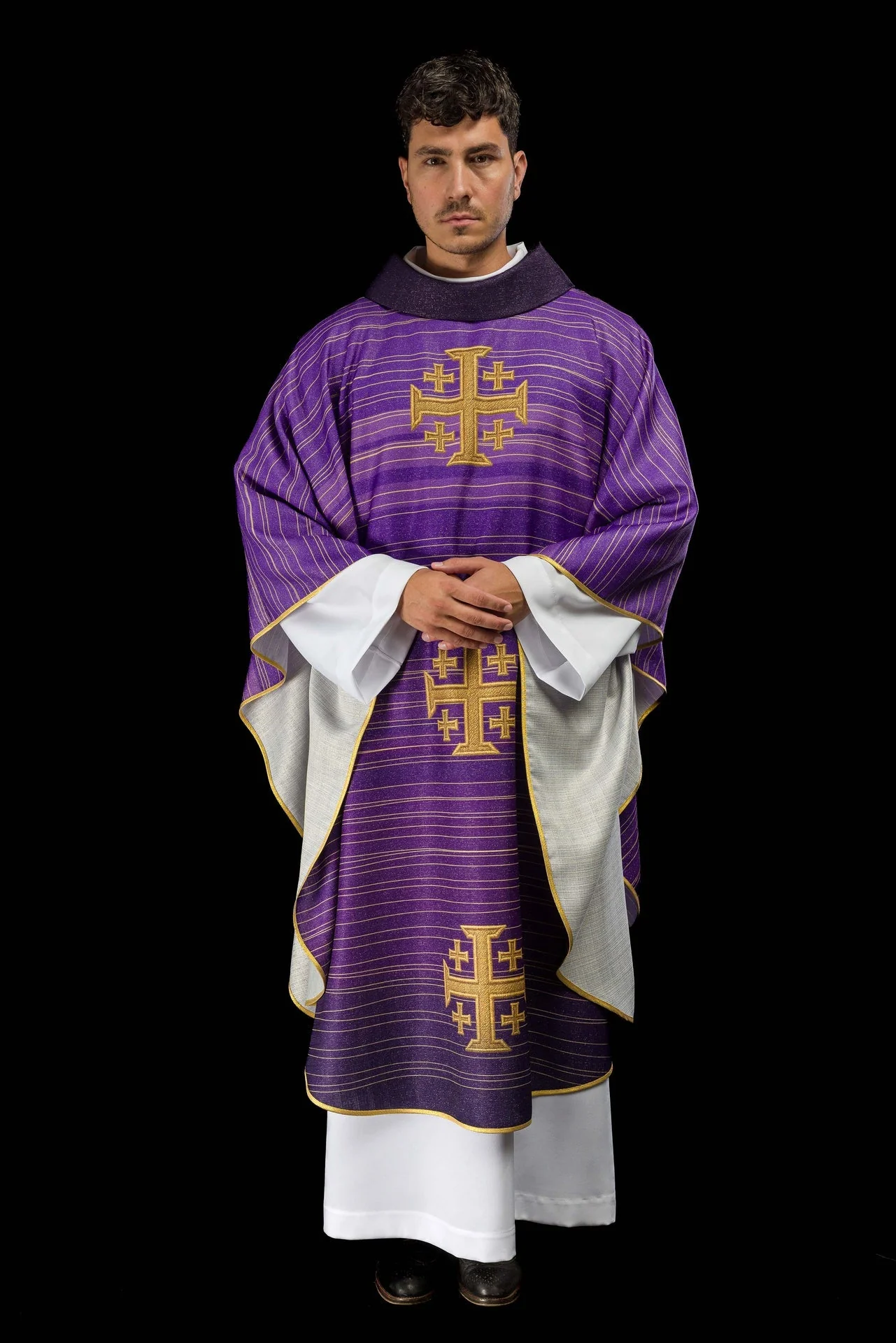 Printed Chasuble with Jerusalem Cross – Purple - Image 8
