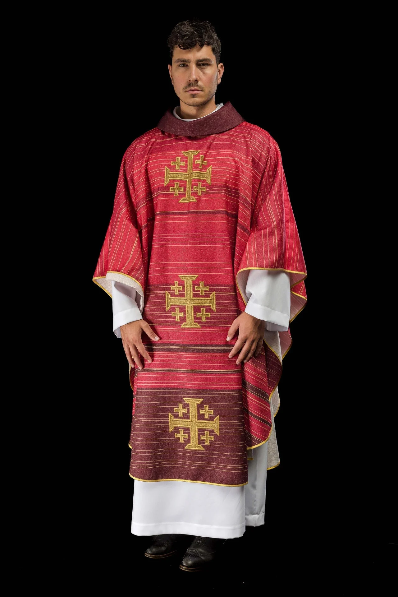 Printed Chasuble with Jerusalem Cross – Red