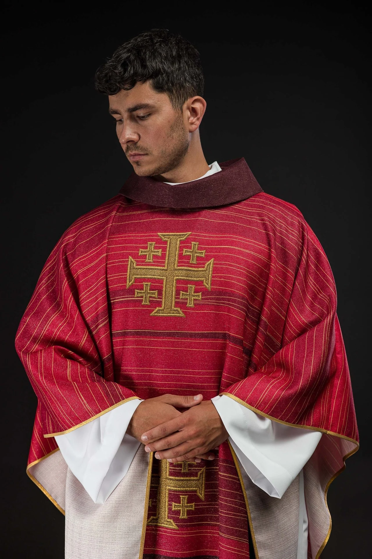 Printed Chasuble with Jerusalem Cross – Red - Image 2