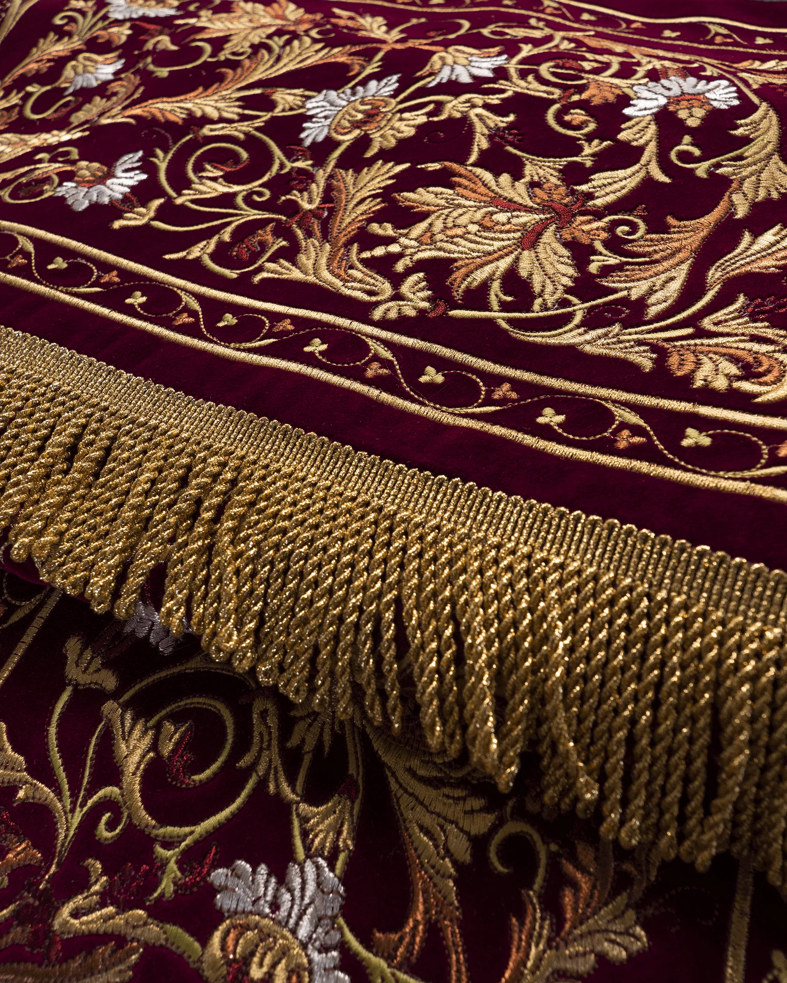 Processional canopy for Corpus Christi made of maroon velvet 55 in x 63 in - Image 4