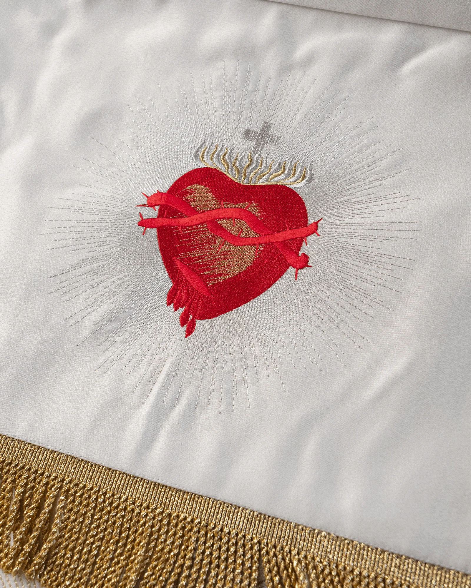 Processional Canopy for Corpus Christi Ecru Satin IHS Chalice 55 x 63 in - Image 6