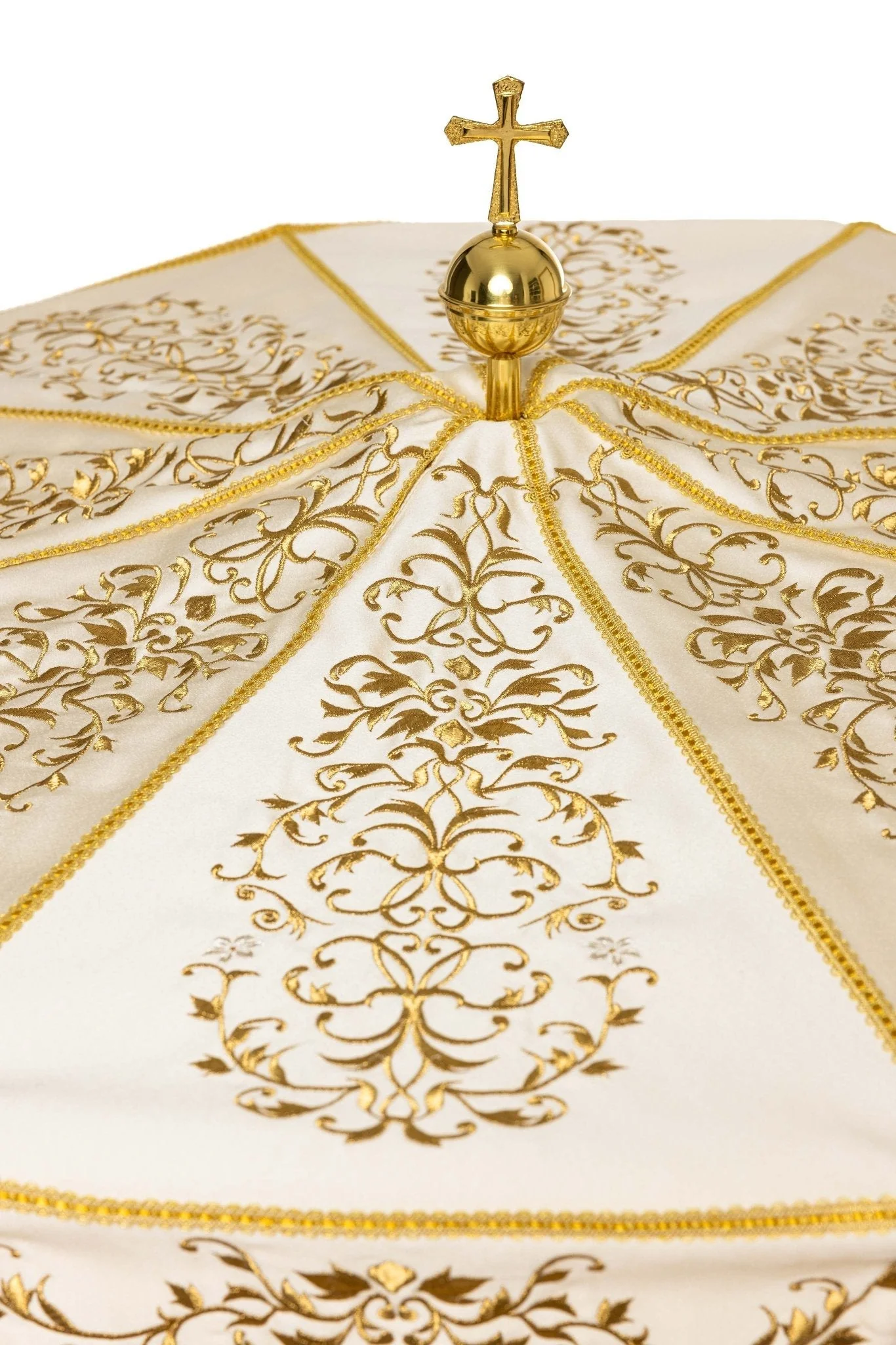 Eucharistic Procession Umbrella (Ombrellino) Ecru Ornate Gold 39 in - Image 2