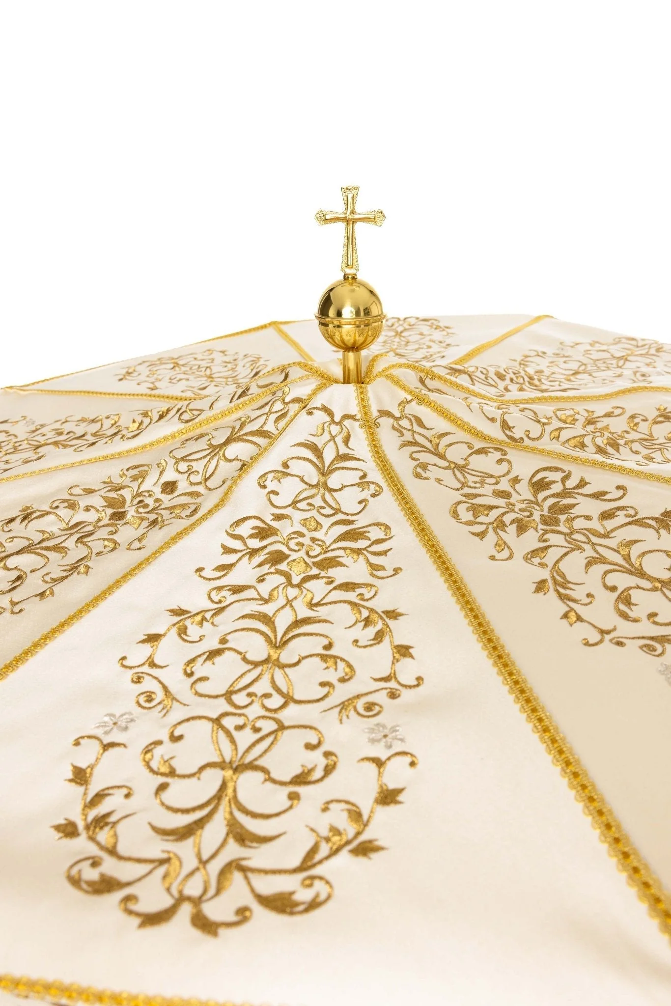Eucharistic Procession Umbrella (Ombrellino) Ecru Ornate Gold 39 in - Image 4