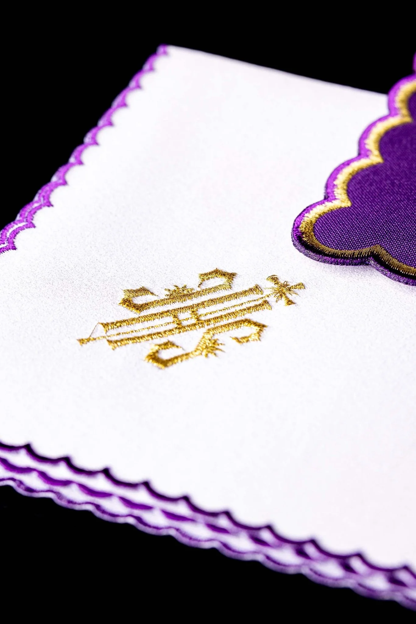 Purple chalice Linens in Purple with IHS emboroidery - Image 3