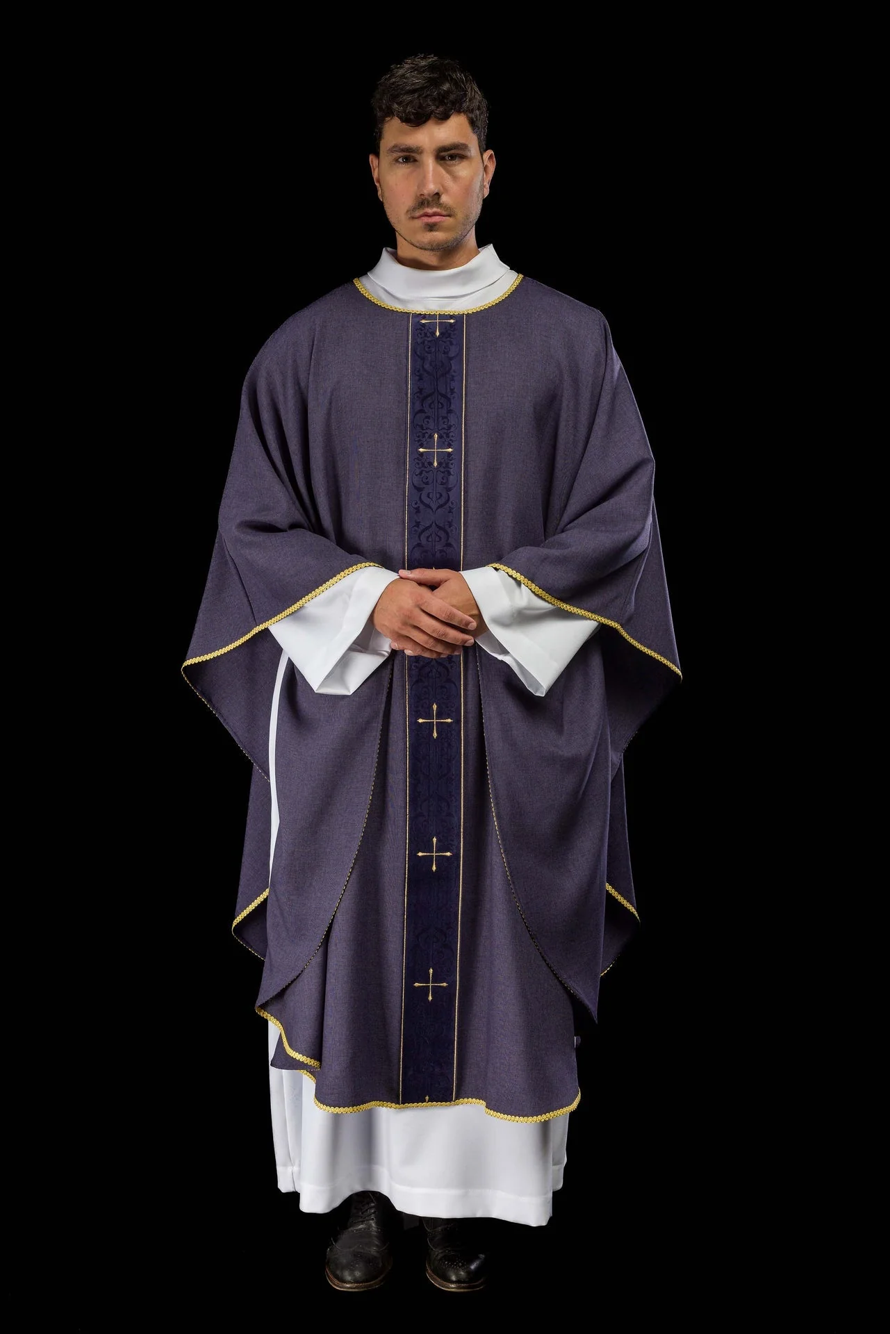Purple Chasuble with Embroidered Cross Band - Image 2