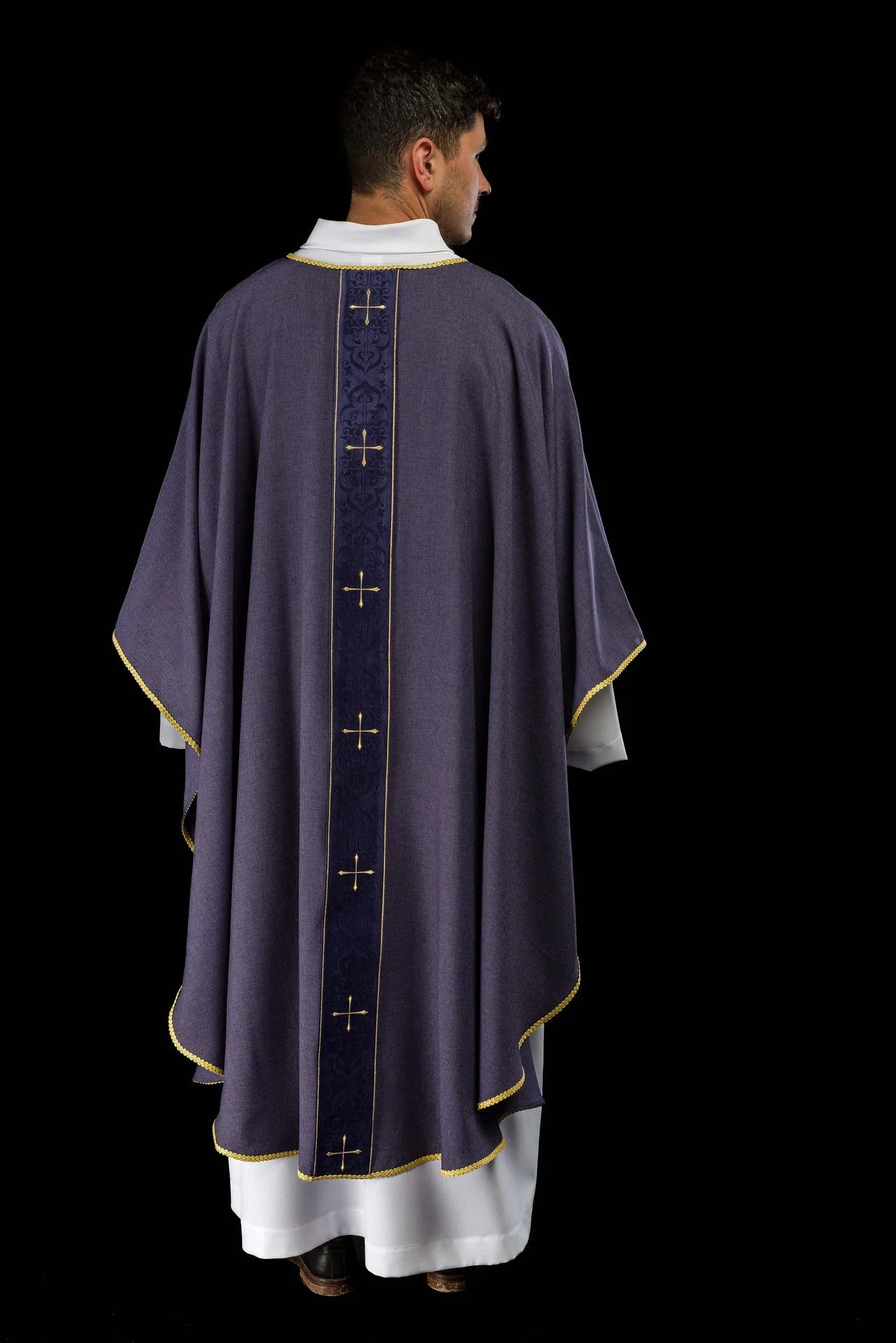 Purple Chasuble with Embroidered Cross Band - Image 7
