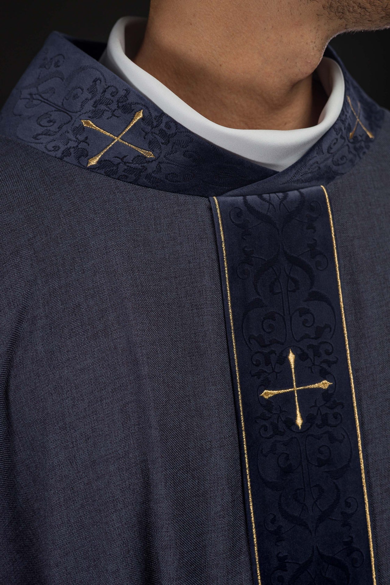Purple Chasuble with Embroidered Cross Band and Collar - Image 5