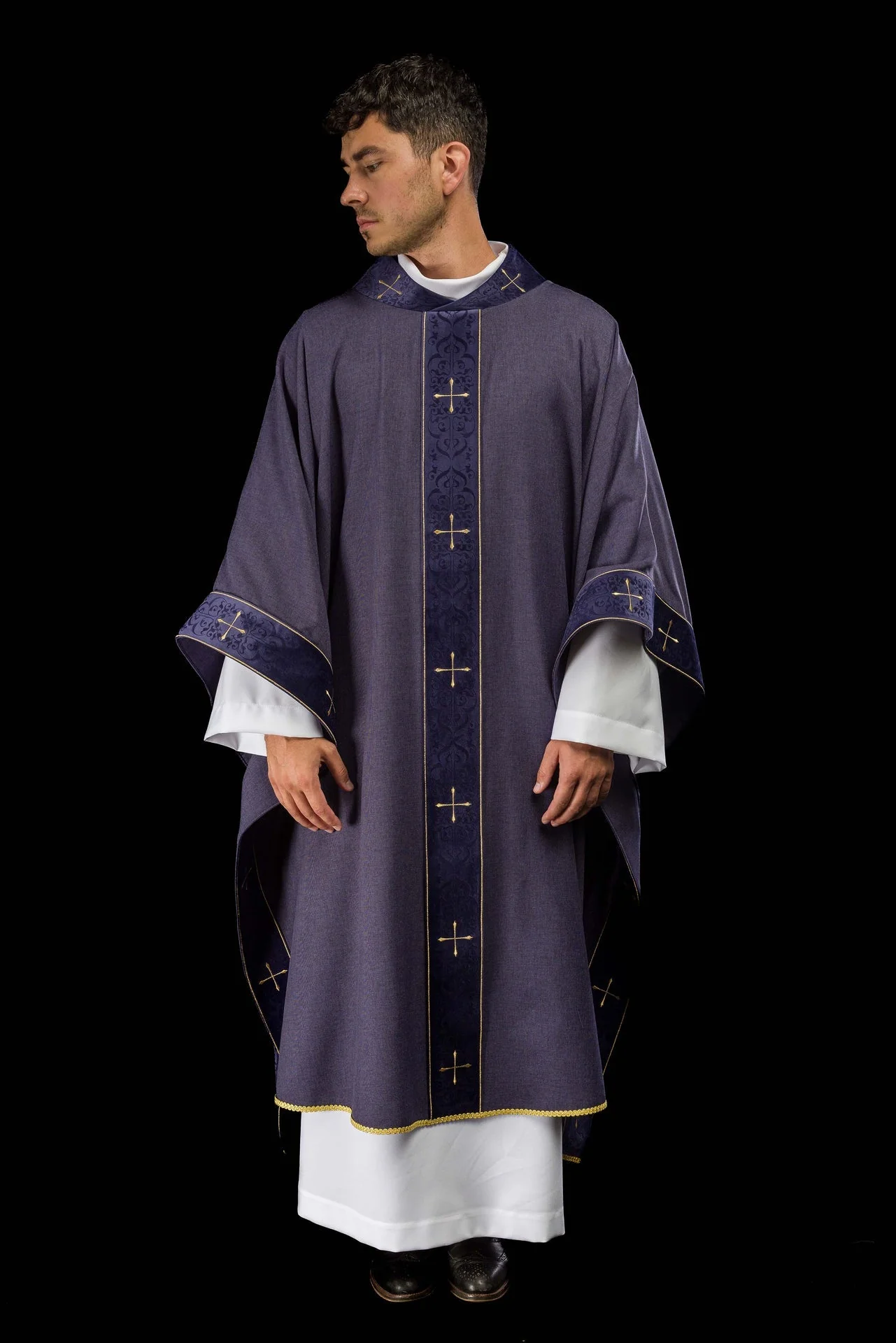 Purple Chasuble with Embroidered Cross Band and Collar - Image 8