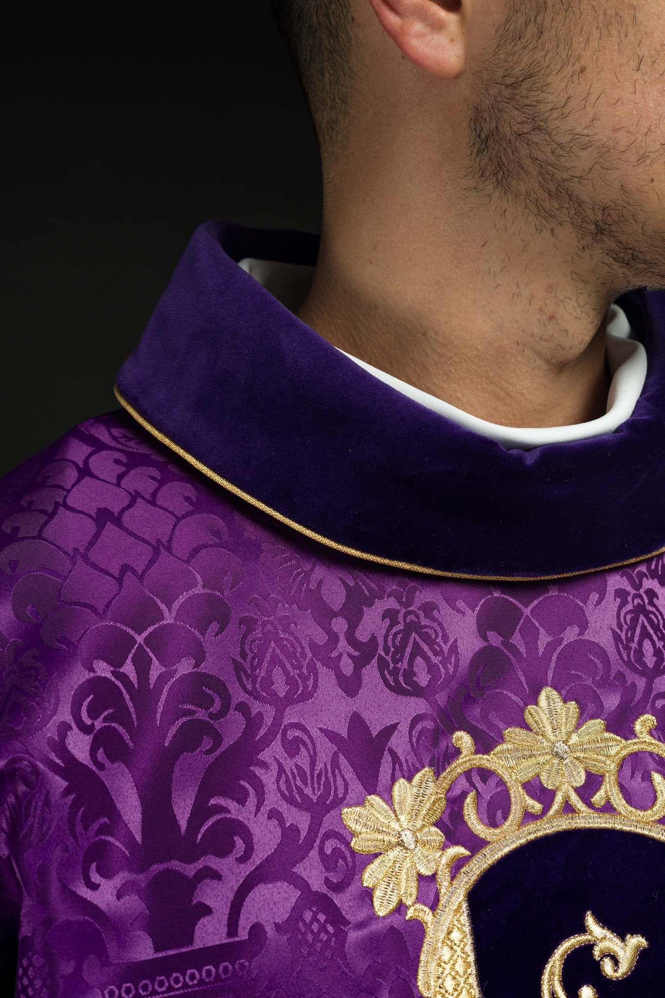 Purple chasuble with Jesus Christ on Cross embroidery - Image 5