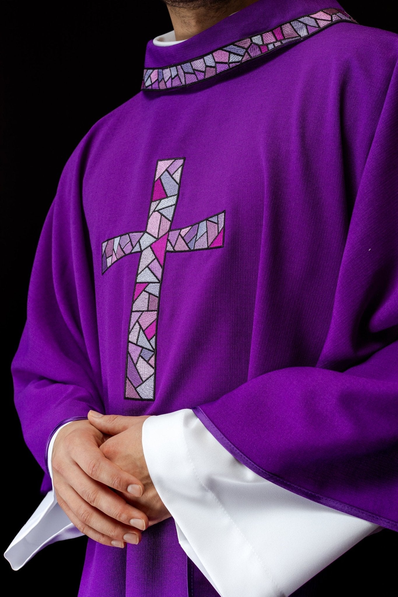 Purple Chasuble with purple Mosaic Cross - Image 3