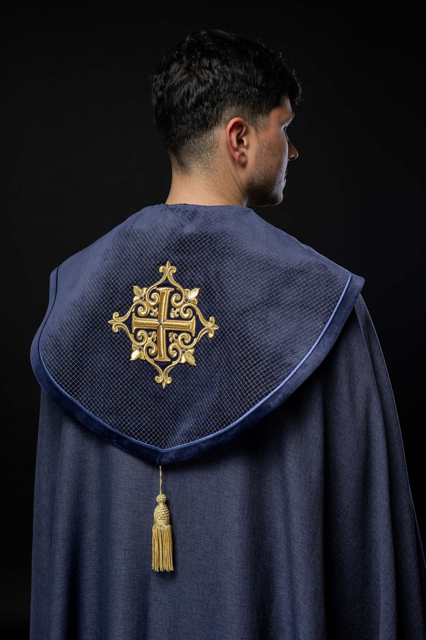 Purple cope with a velvet sash and cross embroidery - Image 8
