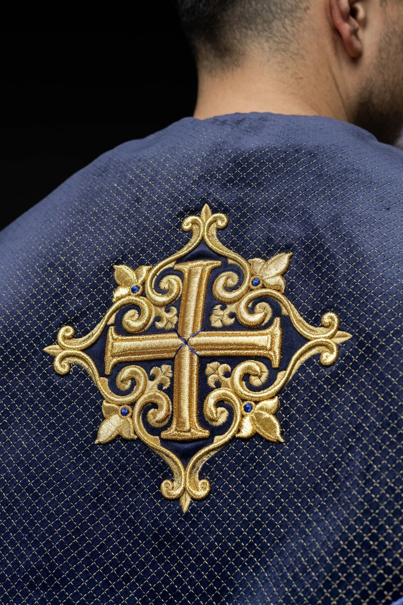 Purple cope with a velvet sash and cross embroidery - Image 9