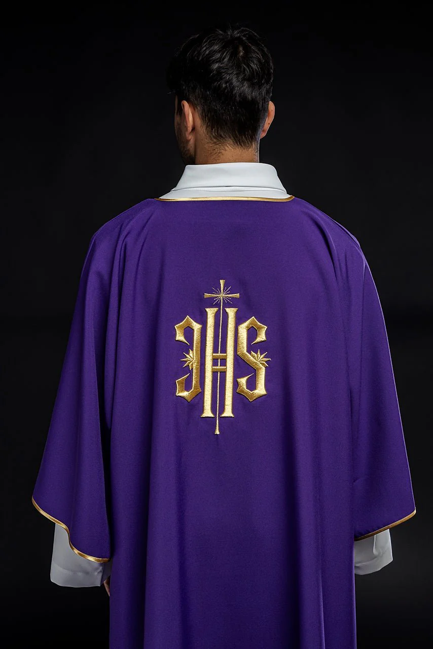 Purple Dalmatic with Embroidered Gold IHS - Image 4