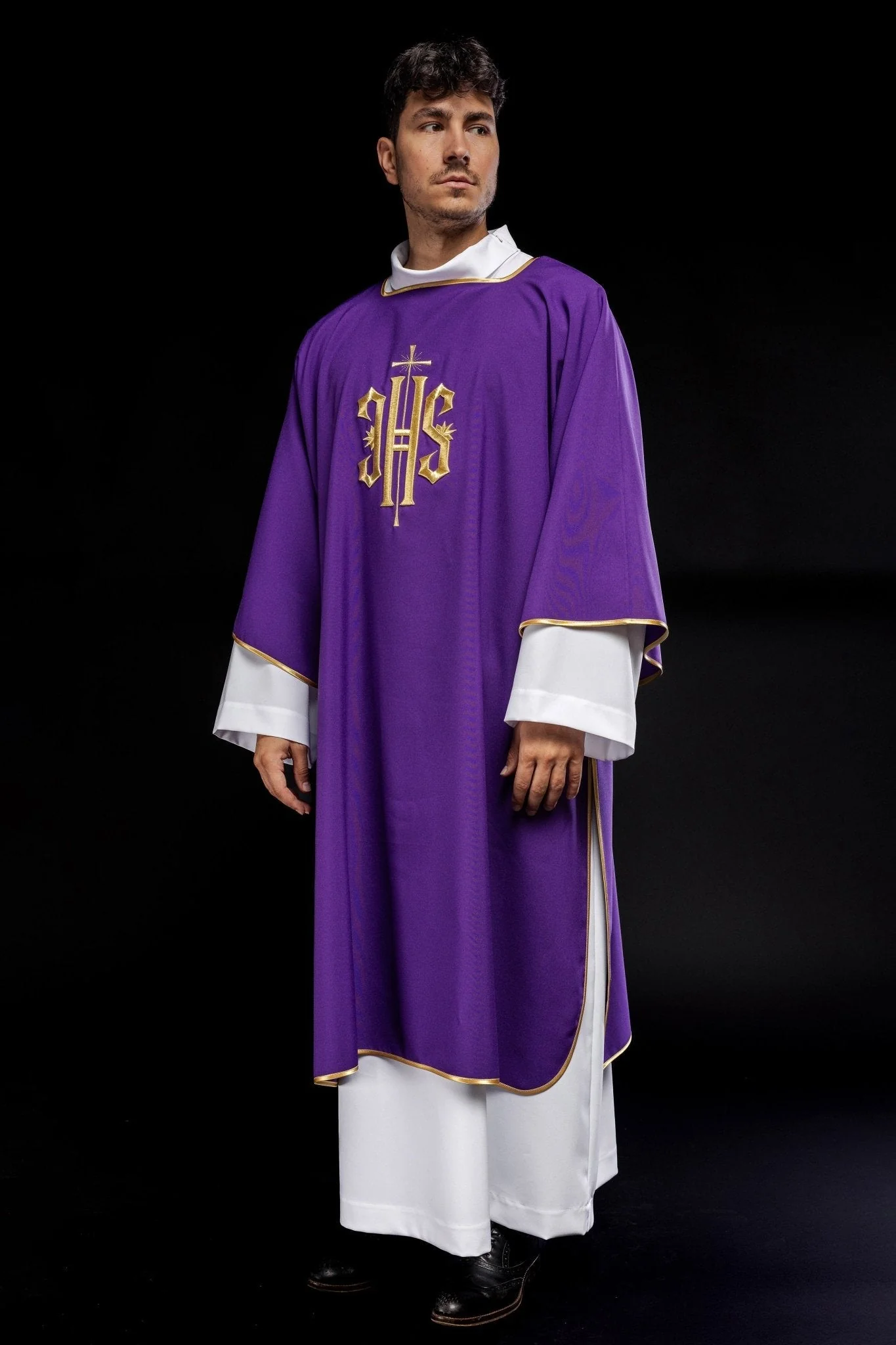 Purple Dalmatic with Embroidered Gold IHS - Image 6