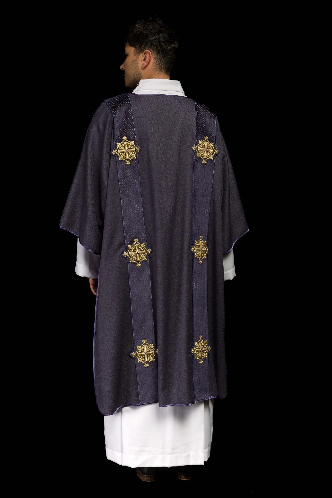 Purple Dalmatic with Velvet Orphreys and Cross Symbols - Image 7