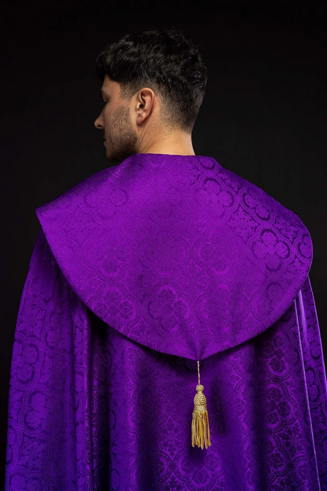 Purple Liturgical Cope Jacquard Fabric - Image 2