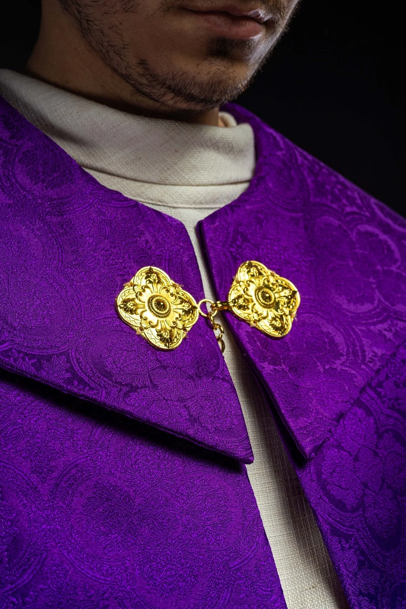 Purple Liturgical Cope Jacquard Fabric - Image 4
