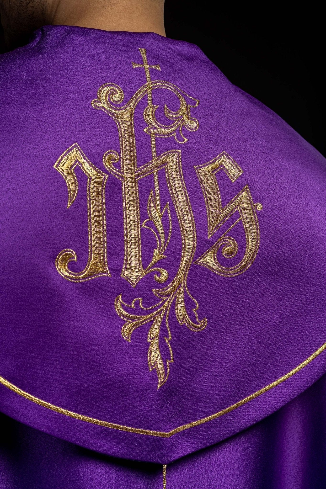 Purple liturgical cope with JHS symbol - Image 6