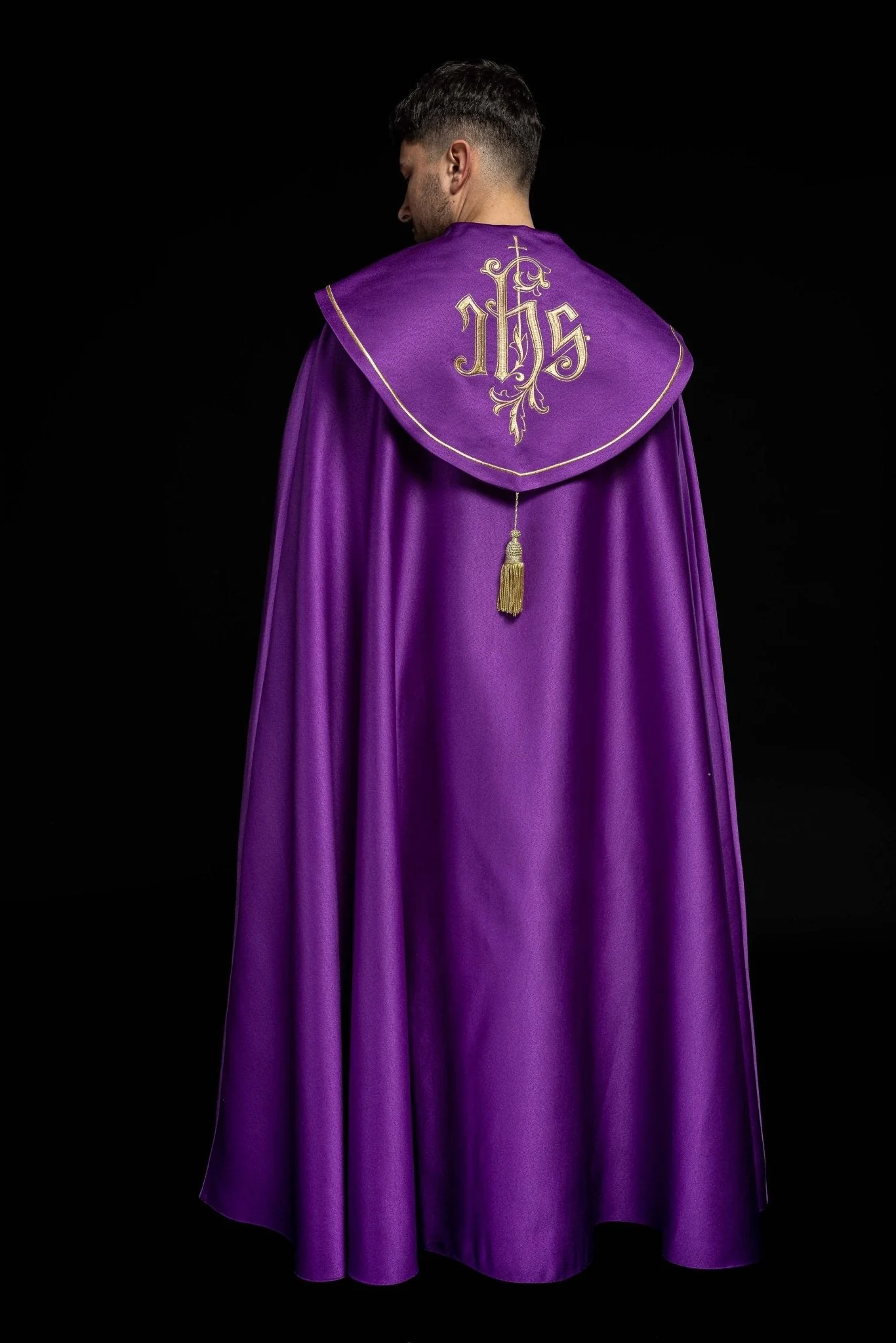 Purple liturgical cope with JHS symbol - Image 8