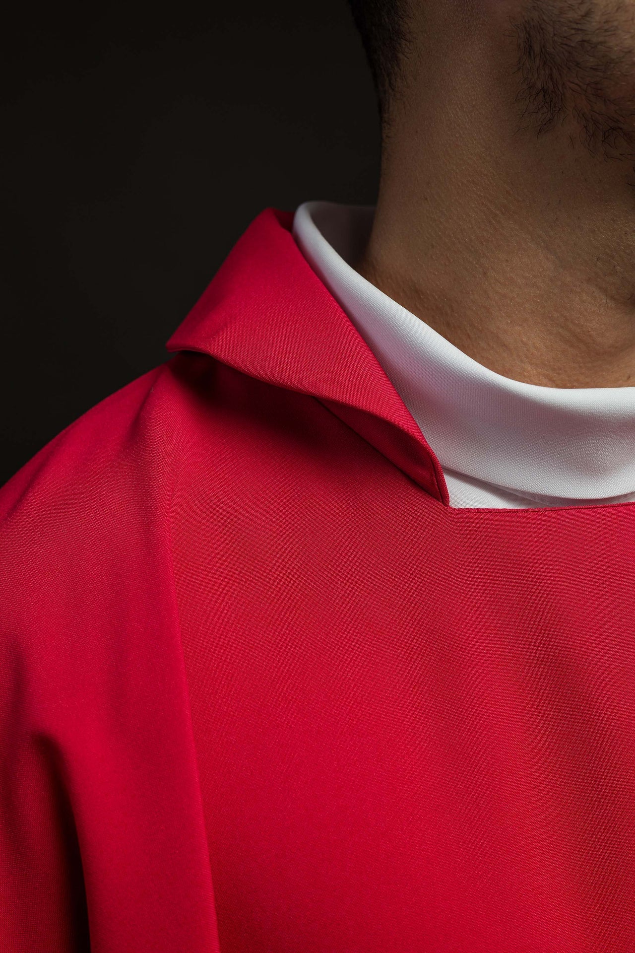 Red Chasuble Embroidered with a Wide Collar and IHS Motif - Image 5