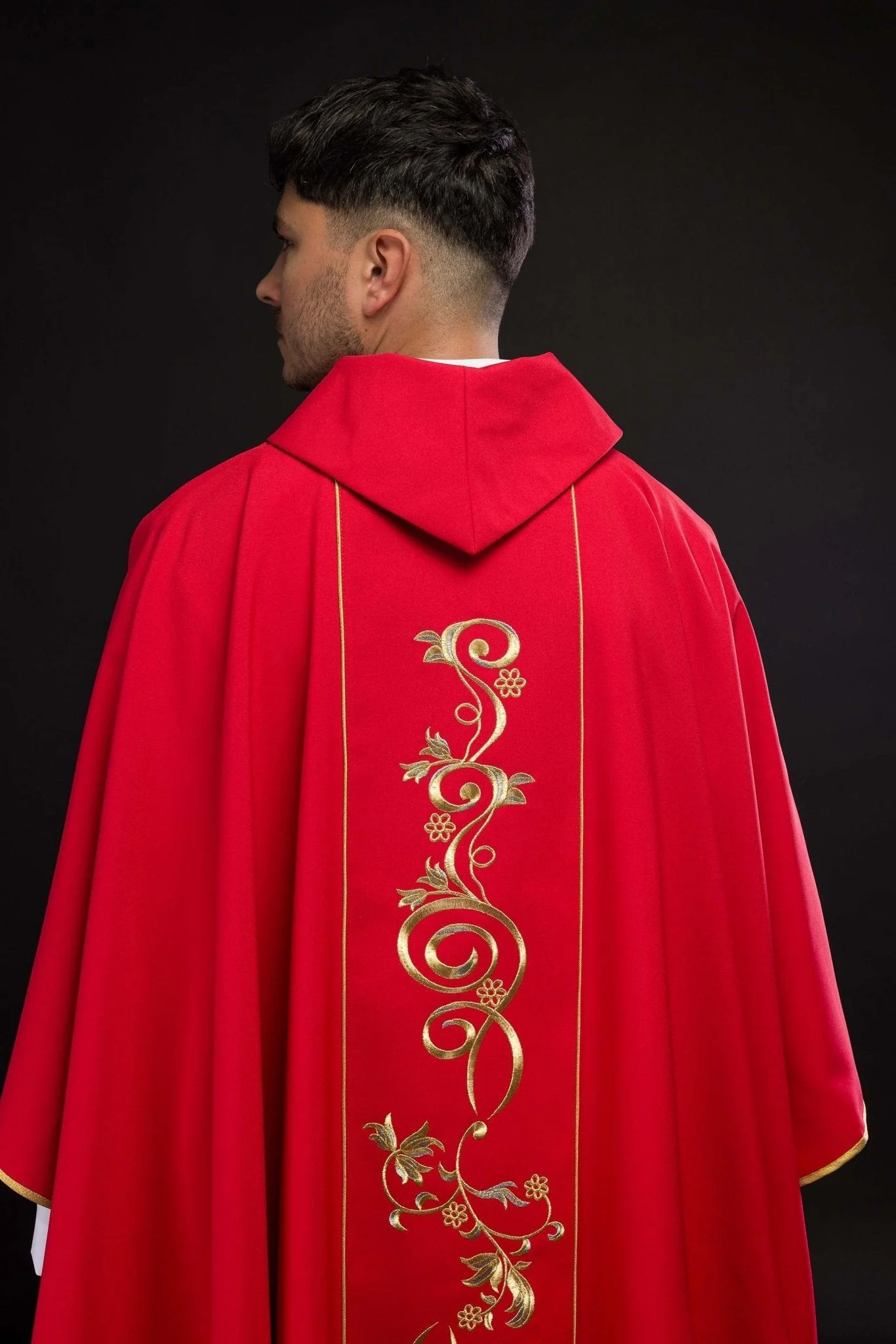 Red chasuble embroidered with IHS - Image 6