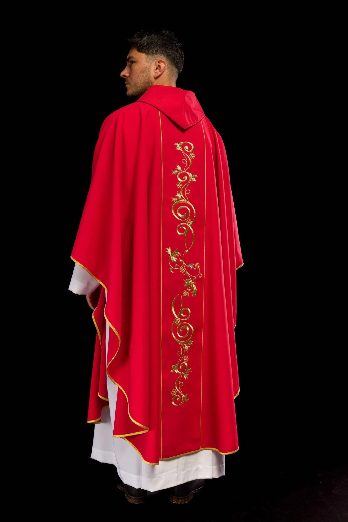 Red chasuble embroidered with IHS - Image 8