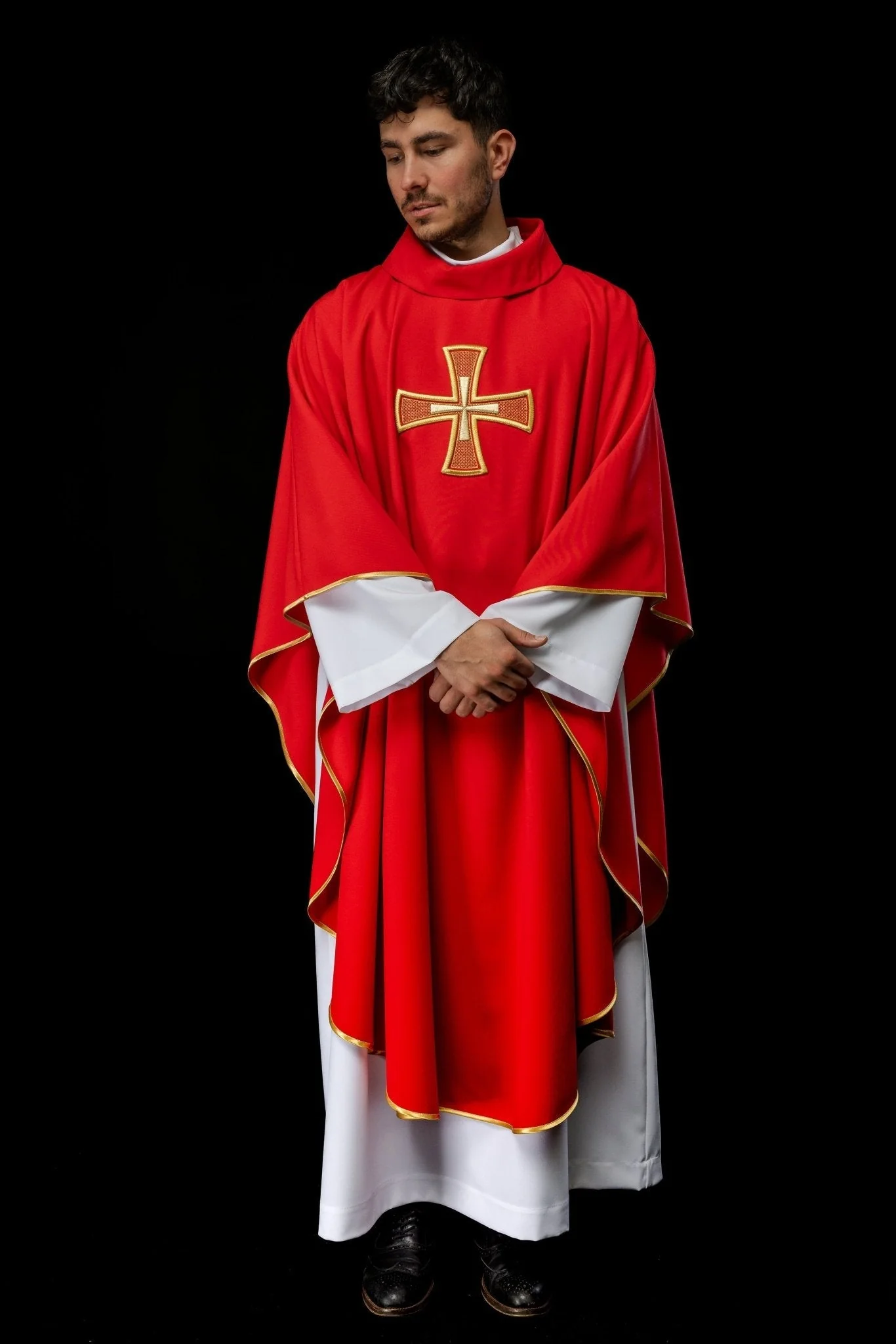 Red chasuble with mosaic red cross - Image 7