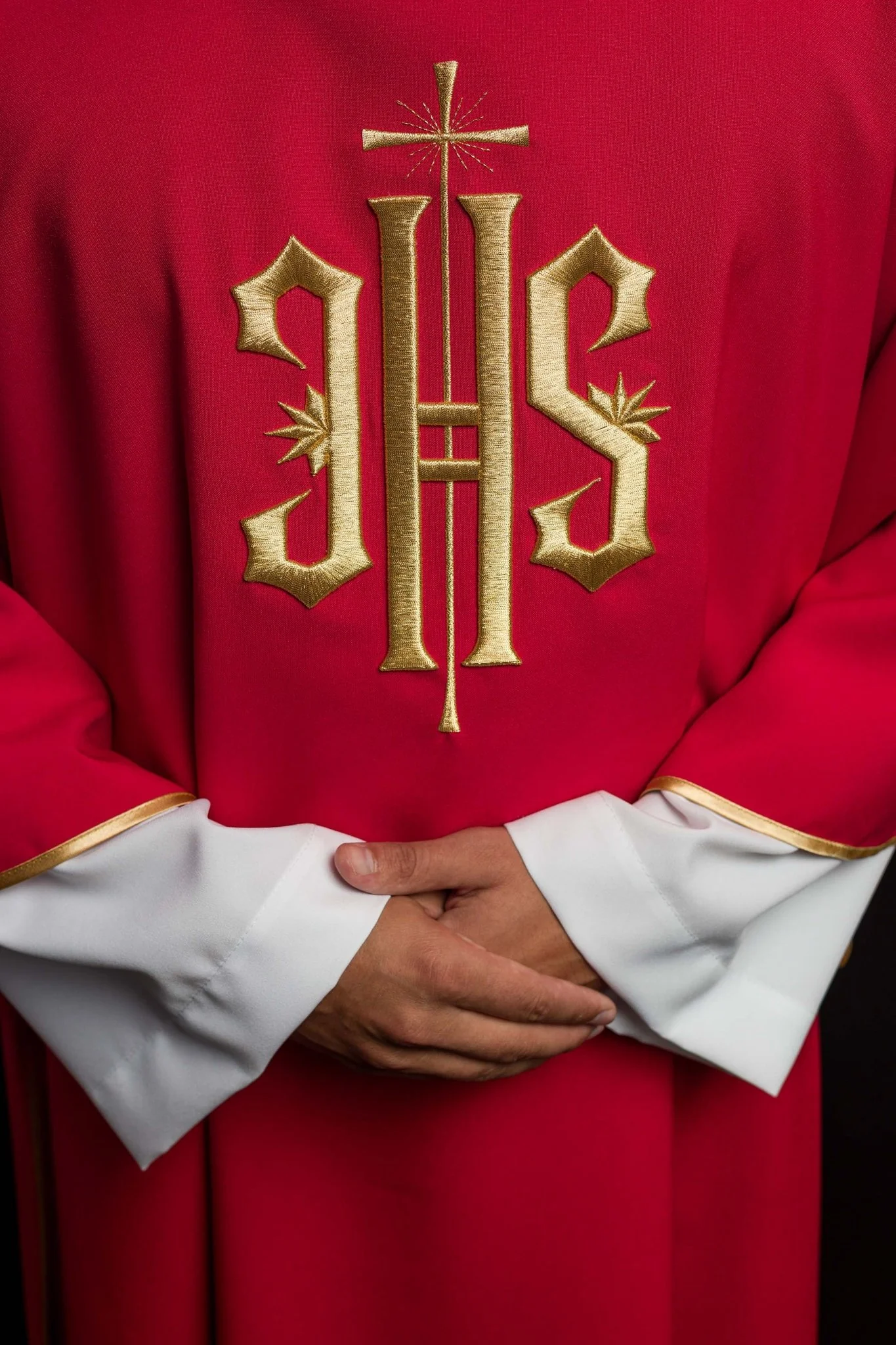 Red Dalmatic with Embroidered Gold IHS - Image 3